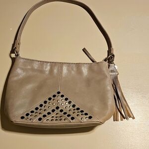 The Sak Grey Leather Bedazzled Shoulder Bag